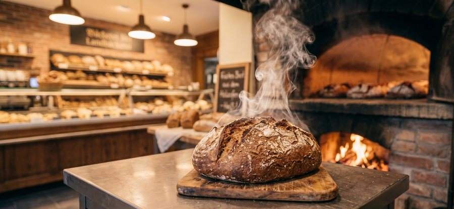 Frisches Brot aus dem Holzofen